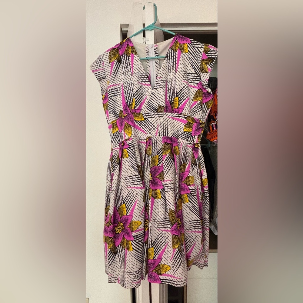 Floral Patterned Dress in Pink and Yellow
